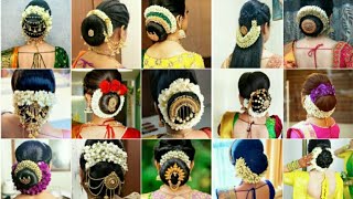 Jasmine Flower Bridal bun Hairstyle For Short Hair ideas / Traditional Bun hairstyle for Saree's /