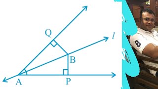 Line L is the bisector of an angle A and B is any point on L. BP and BQ are perpendiculars from B to