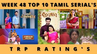 WEEK 48 TOP 10 SERIAL'S TRP RATING'S (U+R)🔥🤩 | SUN TV | VIJAY TV | TAMIL | 2022 | SERIALTRP