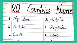 20 countries name in English || list of countries || countries name in English || name of countries