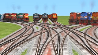 9️⃣ Diesal Locomotive Trains Crossings ❌ On Diamond Bumpy Forked Railroad Track Trains Simulator Gam