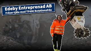 Edeby Entreprenad AB fräser tjäle med Simex rotationsfräs - VOLVO EWR150E