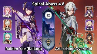 C0 Raiden Yae Raikou & C0 Arlecchino Overload - Spiral Abyss 4.8 Floor 12 Genshin Impact