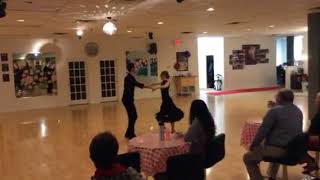 Ms Lanagan dancing Cha Cha with Mr Vlad forher first Friday night party performance