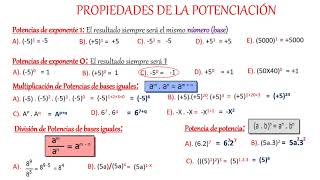 PROPIEDADES DE LA  POTENCIACIÓN - Súper FÁCIL