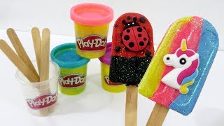 Glittery Playdough Ice Cream Popsicle - PICOLÉS DE MASSINHA BRILHANTE