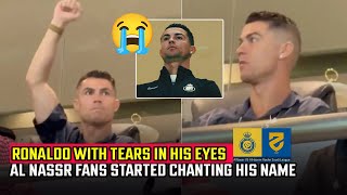 Ronaldo with tears in his eyes when Al Nassr fans started chanting his name in the 7th minute🥹