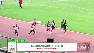 Ferdinand Omanyala brother Isaac Omurwa wins Men's 100m SF:African Games Trials at Nyayo stadium