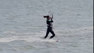 Kitesurfing Technique - Strapless Heel to Toe Side Duck Tack Slow Mo