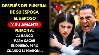 DESPUÉS DEL FUNERAL DE LA ESPOSA MILLONARIA, EL MARIDO Y SU AMANTE FUERON AL BANCO PARA SACAR