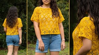 Free Crochet Lace Top Pattern - Daisy Tee - Plus Size Inclusive