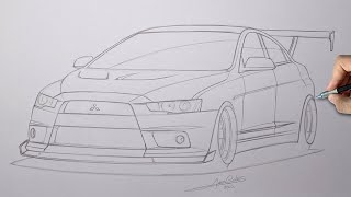 Como desenhar um Lancer Evolution X (Passo a passo narrado)