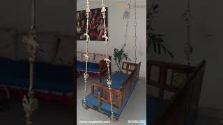 Wooden swing | Wooden/ Jhula reversible tile with brass coated chain - Mannu | Royal Ambience