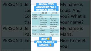 LEARN FRENCH CONVERSATION INTRODUCE YOURSELF/BEGINNERS#shorts #ytshorts #fluentfrench #frenchbasics