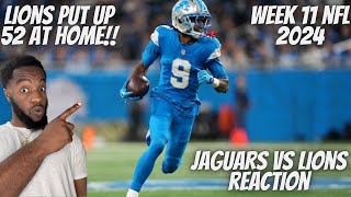 Reaction To Jacksonville Jaguars vs Detroit Lions Game Highlights | NFL 2024 Season Week 11