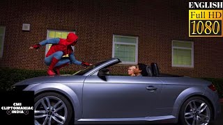 Spider-Man takes Flash's Car | English | Spider-Man: Homecoming | CliptoManiac INDIA