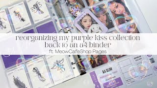 reorganizing my purple kiss collection to an a4 binder ☆ ft MeowCafeShop pages