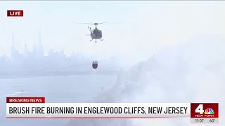 Brush fire burns in Englewood Cliffs amid red-flag warnings