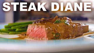 Steak Diane with lemony asparagus