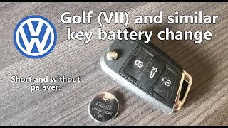 VW (Volkswagen) Golf 7 VII key battery quick change / replacement - short video