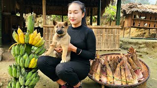 Harvesting bamboo shoots, banana goes to the market sell - Daily life | Ly Thi Tam