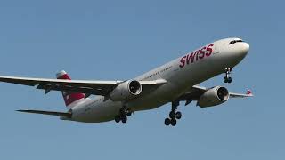 Swiss Airbus A330-300 HB-JHM landing at Zurich Airport