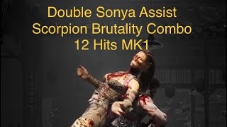 Best Scorpion Combos Double Sonya Kameo brutality combo 12 Hits Mortal Combat 1 MK1 #short #short