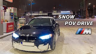 Heavy Snow BMW M4 Night City Drive