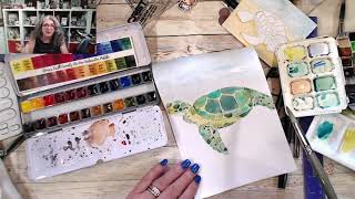 Planning out my Bullet Journal, Turtle Theme, Watercolor with me