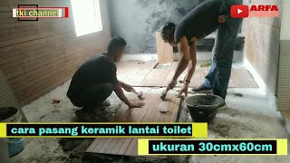 cara pasang keramik lantai toilet/bilik mandi// how to  set floor tiles @arfacorner2265