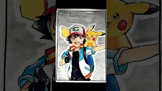 Pokémon ash and pikachu #drawing #shorts