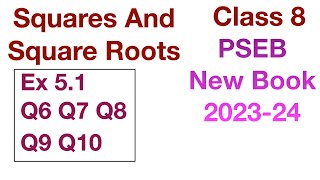 Q6 Q7 Q8 Q9 Q10 Ex 5.1 | Squares And Square Roots | Chapter 5 Class 8 PSEB New Book Maths