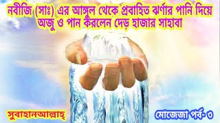 রাসুল ﷺ এর আঙ্গুল মোবারক থেকে ঝর্ণা প্রবাহিত হওয়ার একটি আশ্চর্য ঘটনা | মোজেজা পর্ব- ৩