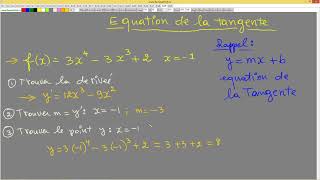 67 Trouver l'equation de la tangente d'une fonction en un point exemple 2