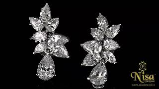 NISA STERLING SILVER RHODIUM-PLATED CZ-STUDDED DIAMOND EARRING & 12 MONTH GUARANTY