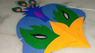 How to make peacock mask / Peacock mask making idea step by step