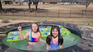 Mila and Isabelle take the 64 degree water challenge