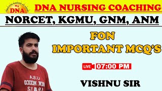 NORCET,KGMU,GNM,ANM,NHM  | MOST IMPORTANT QUESTION MCQ'S BY VISHNU SIR