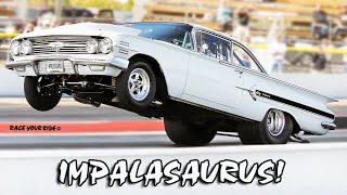 DRAGSTRIP DINOSAUR: "THE WILD WHEELSTANDING '60 CHEVY BEL AIR IMPALASAURUS!"