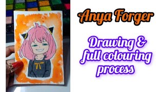 How to draw Anya Forger & full colouring process✨#anya #anyaforger #spyxfamily #animedrawing #anime