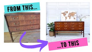 $300 Profit! || MCM Dresser Makeover || Furniture Flipping for Profit