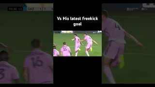 Messi’s first freekick vs his latest freekick goal. #messi #ronaldo #cr7 #football #soccer #barca