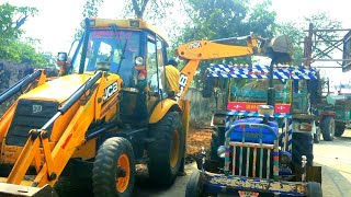 Jcb 3Dx Backhoe Machine Loading Red Mud into Trolly Farmtrac 60 Massey 1035 Tractor| tractor video