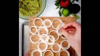 Aros de cebolla con guacamole