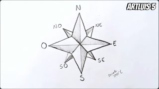 Cómo dibujar una Rosa de los vientos | How to draw a compass rose