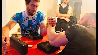 Armwrestling practice with Zurab and Alexander.