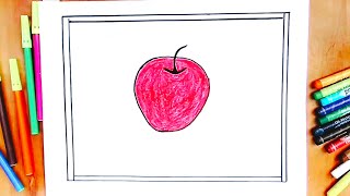 How to draw an Apple drawing || Apple drawing step by step || Colouring apple drawing for beginners.