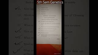 5th Sem Genetics Question Paper Bsc.Botany 3rd year Genetics Paper