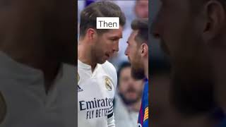 Messi and Ramos then and now #shorts