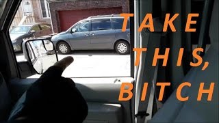 Dealing with asshole driver in New York City. Наказал урода за ублюдское поведение на дороге